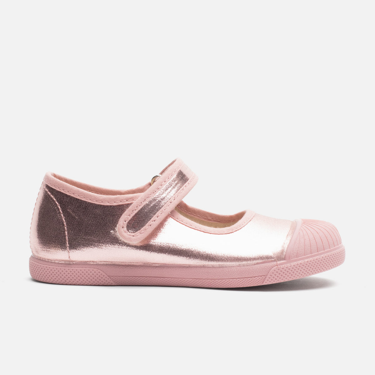 Pink Metallic Leather Cap Toe Mary Jane Shoes